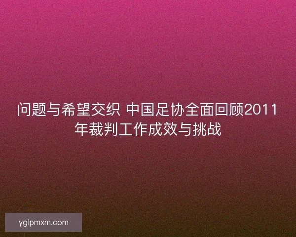 问题与希望交织 中国足协全面回顾2011年裁判工作成效与挑战